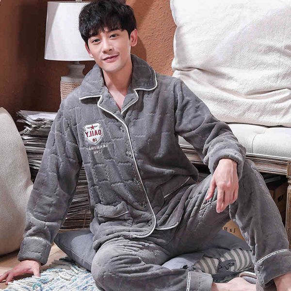 

plus size -4xl winter thick mens coral fleece pajamas set flannel warm hombre sleepwear pijama homme nightwear pyjamas, Black;brown