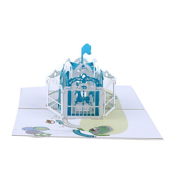 

greeting cards 3d carousel card up paper cut postcard birthday color printing handmade children's customization
