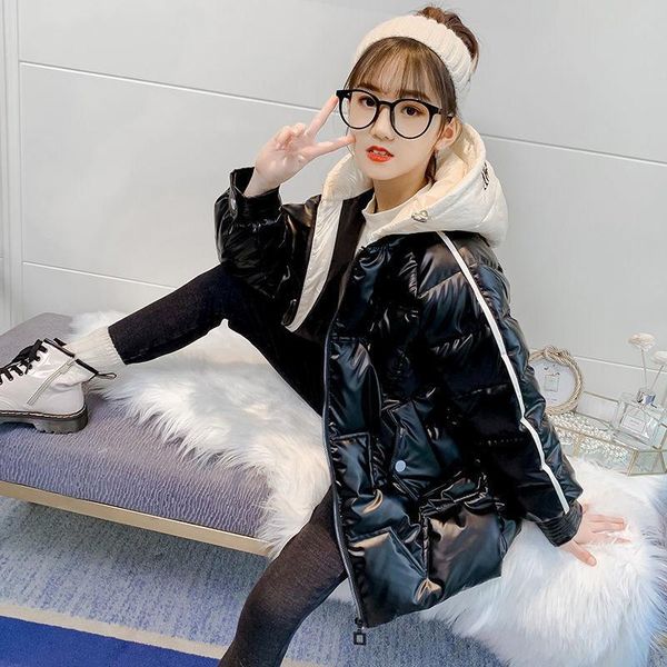 

down coat girls boys jacket plus thicken 2021 vintage warm winter overcoat school cotton kids teenagers children's clothes, Blue;gray