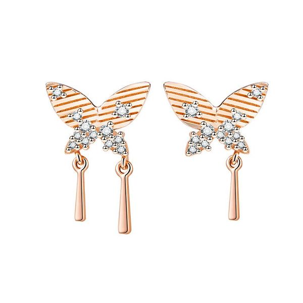 

thaya butterfly earrings s925 sterling silver rose gold plated earring style for women fine jewelry fashion gift stud, Golden;silver