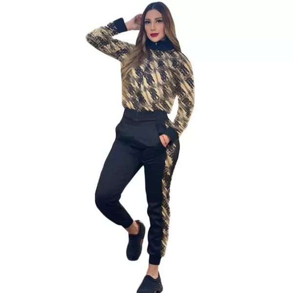 

womens tracksuits sportswear printing two-piece jackets blouse + pants black patchwork two-piece suit, Gray