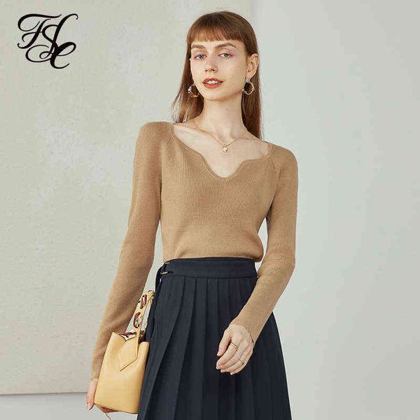 

fansilanen women knitted sweater long sleeves autumn gentle retro pullovers irregular neckline solid color women sweaters 211217, White;black