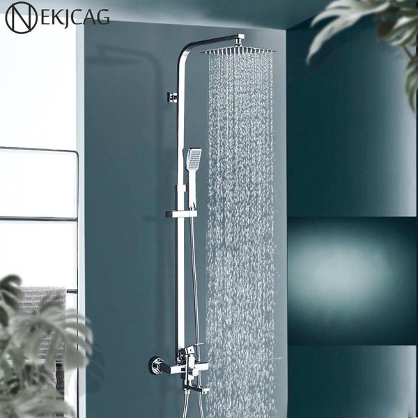 

chrome brass bathroom shower faucet rainfall ultra-thin spray set wall mounted and cold water mixer taps sets