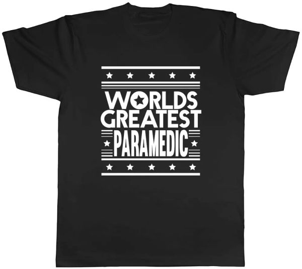 

worlds greatest paramedic mens t-shirt tee, White;black