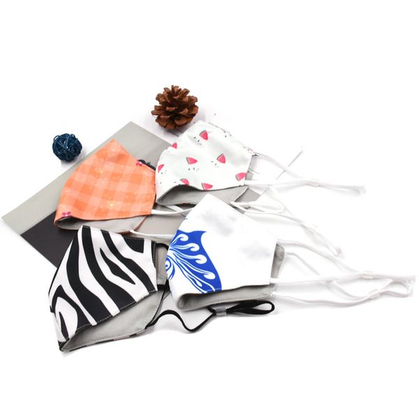 

thickened winter three cotton layer dust printing adjustable cloth mask