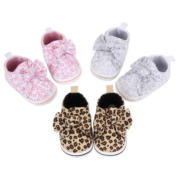 

infant baby girl crib shoes, cute leopard princess dress shoes anti-slip toddler first walkers with bowknot
