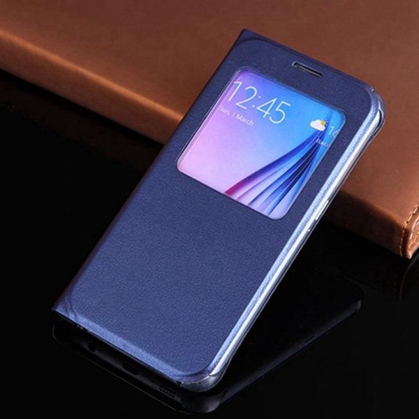

luxury window view flip cover shockproof leather case cell phone carrying bag mask for galaxy s6 g920 g920f g920i g920h cases