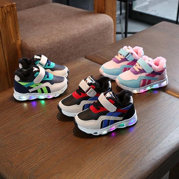 

sneakers children's bright light cotton shoes in winter 2021 1-5 years old 3 men's and women's sports baby toddler casual, Black;red