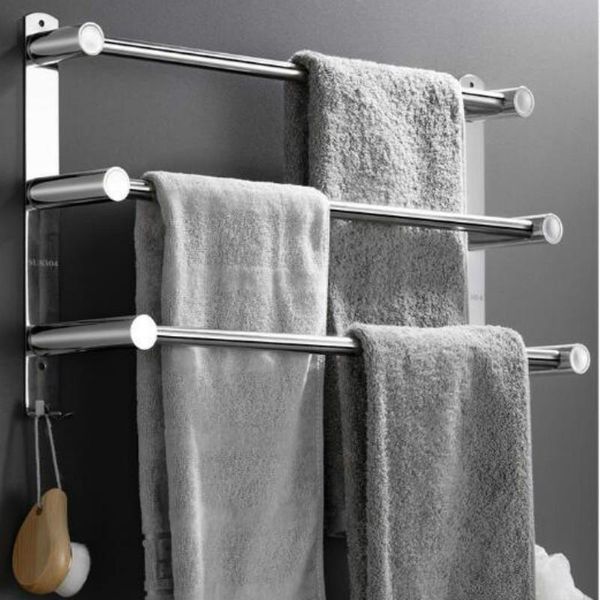

towel racks punch-seamless thickening 304 stainless steel bathroom wall-mounted rack toilet with hooks bar g8105