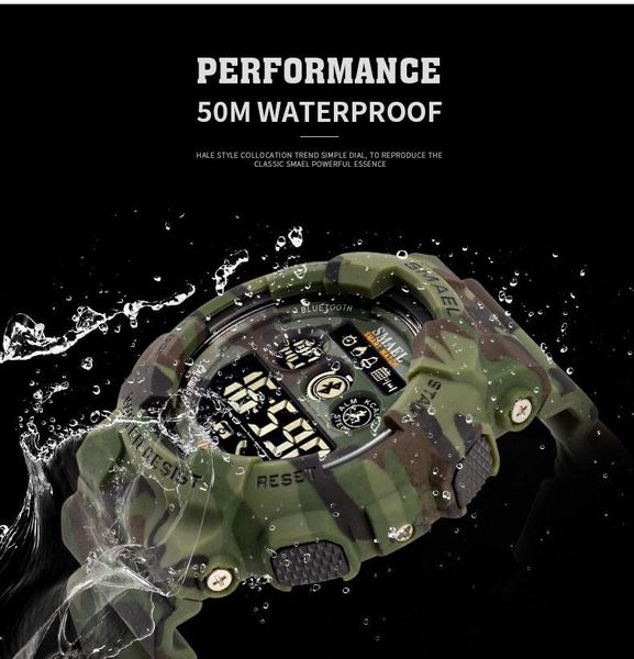 

wristwatches smael sport watches mens digital male chronograph military army camouflage wrist watch led display for men, Slivery;brown