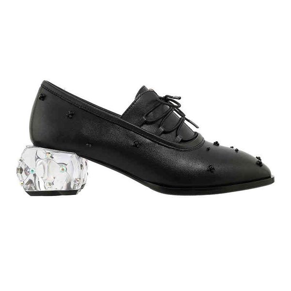 

dress shoes mocassins femininos de couro legÃ­timo retrÃ´, sapatos salto mÃ©dio, quadrado, tamanho 34-43, ft1340, primavera saxu, Black
