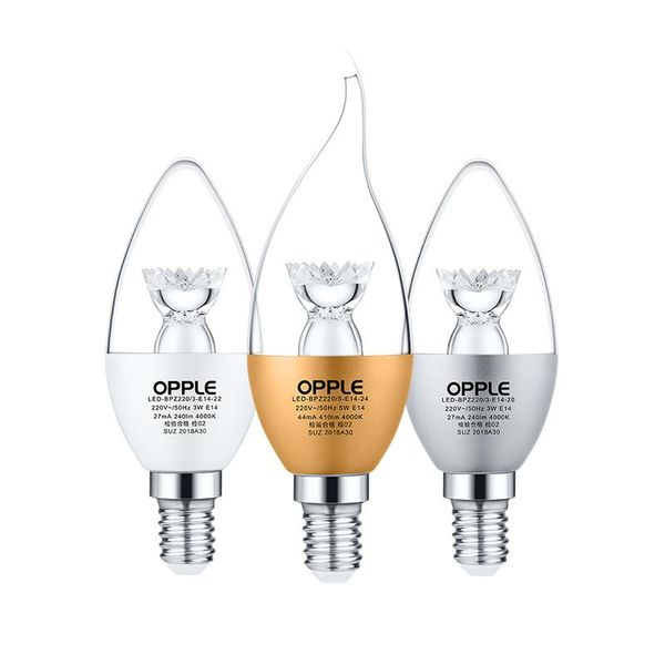 

bulbs 6 pcs/lot led candle bulb lamp opple e14 3w/4w warm light 3000k replacement
