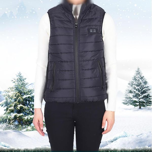 

men's vests heating sleeveless vest lightweight usb charging heated jacket warmer men'& women's electric down cotton coat, Black;white