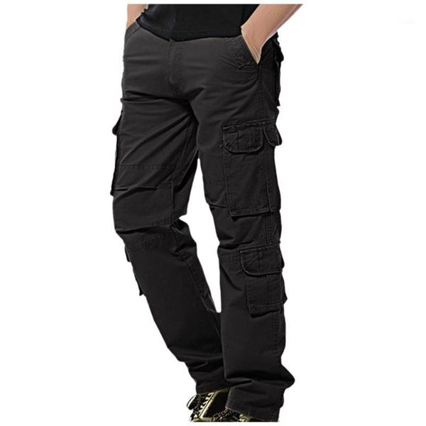 

men's jeans fashion mid-waist zip cargo pants relaxed fit solid trousers with multi-pocket men hiking autumn #01, Blue