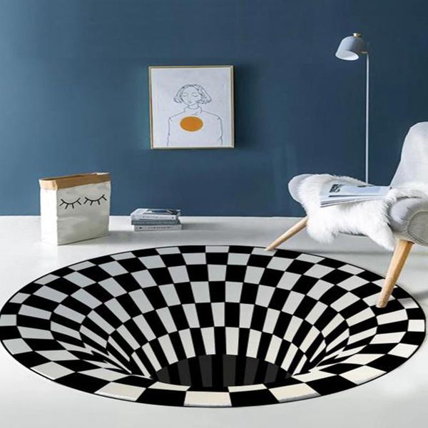 

blankets 3d three-dimensional black&white stereo vision mat living room doormat tea table sofa illusion carpet mandala alfombra blanket