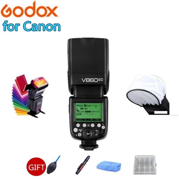 

godox v860iic camera flash v860ii-c gn60 e-ttl hss li-ion battery speedlite for dslr with vb-18 flashes