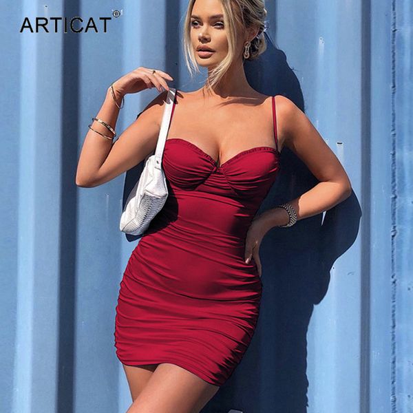 

spaghetti strap ruched dress for women 2021 spring new sleeveless bodycon dresses partywear solid backless slim vestidoshigh quality, Black;gray