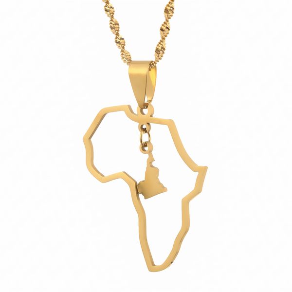 

cameroon map pendant necklaces gold color country maps jewelry african gift, Silver