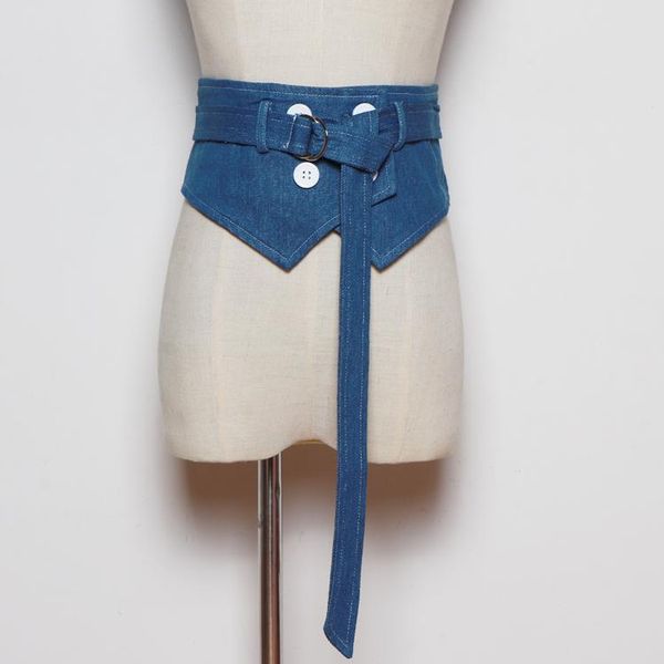 

belts washed denim wide belt decorative dress shirt girdle strap fashion trend korean version, Black;brown