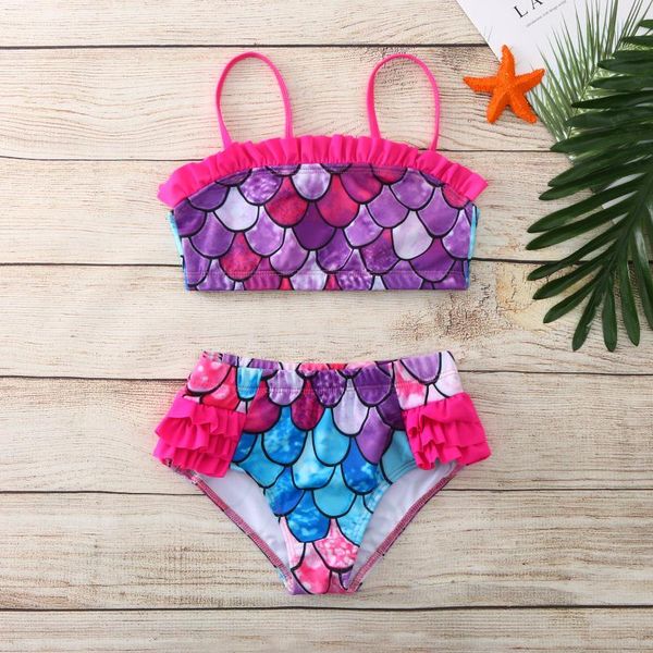 

one-pieces toddler kids baby girls bikini set tie-dye fish scales printed swimsuit summer swimwear children bathing suit girl swimming, Black