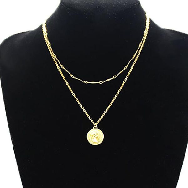 

pendant necklaces fashion accessories in europe and the contracted level etching circular necklace by hand female xl460 coin, Silver