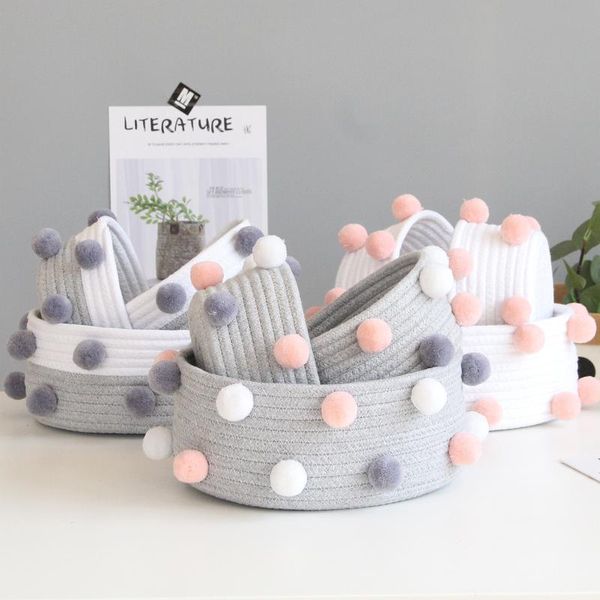 

storage baskets nordic decorative sundries box cotton rope woven deskcosmetic containers gifts room organizer