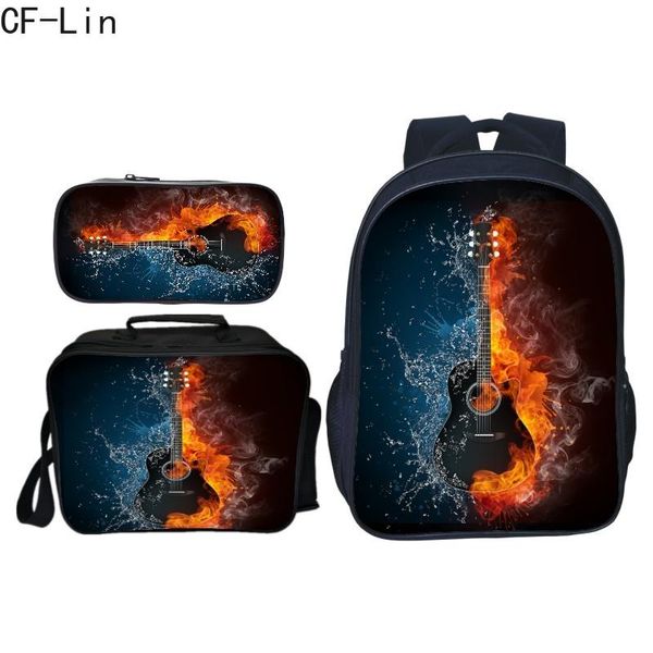 

school bags 3pcs/set fashion printing stars guitar kids baby cool children backpacks for boys schoolbag student bag