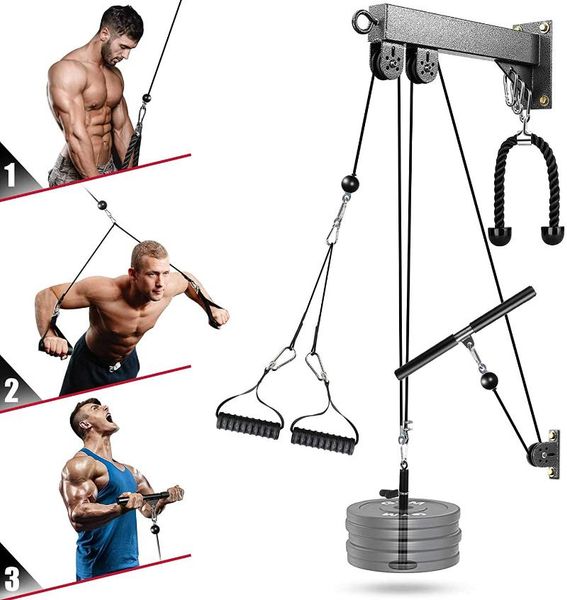 

accessories fitness lat pull down machine cable attachments & lift tricep pulley system home gym workout for weight training