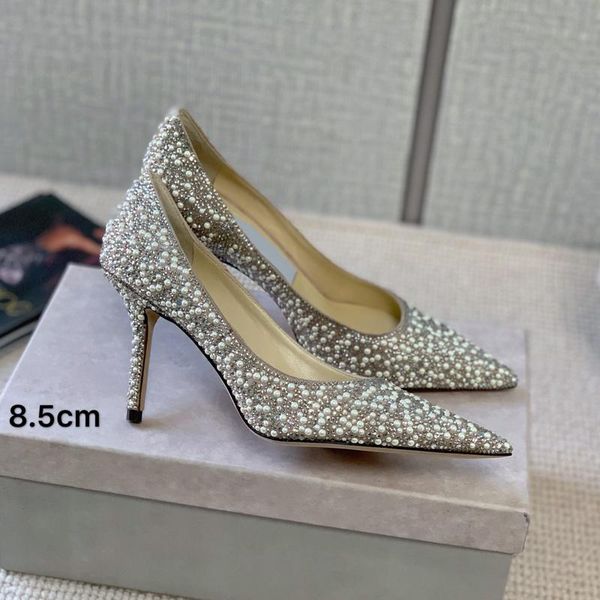 

dress shoes brand women pumps luxury silver pearl high heels summer bride heeled party wedding size 34-40 sandals, Black