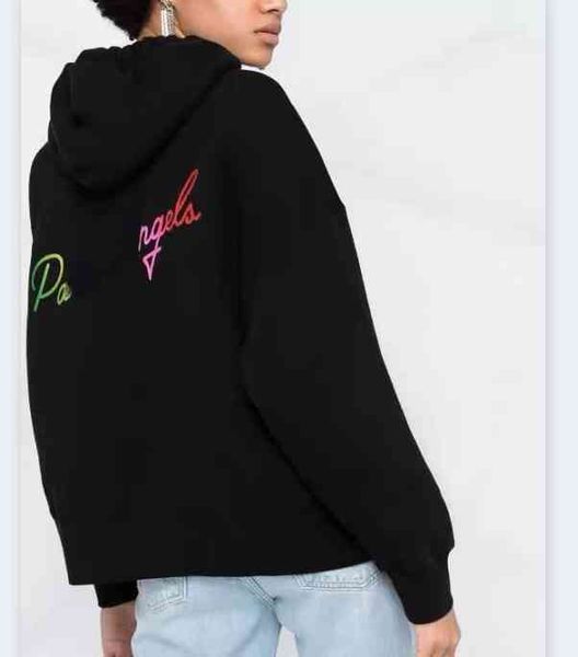 

new hip hop fashion pullover sweatshirt pa gradient letter print fce palm crew neck hooded sweater loose women men coupl hoodie, Black
