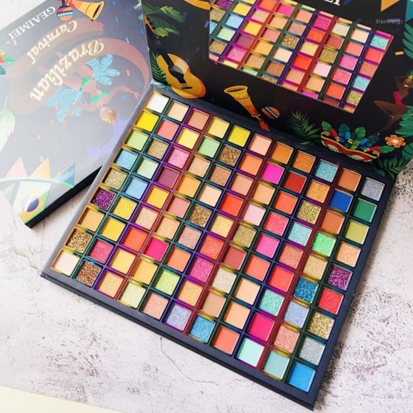 

brazilian carnival eyeshadow palette 99 colors rainbow neon high-gloss glitter oogschaduw matte pearlescent eye cosmetic tslm11