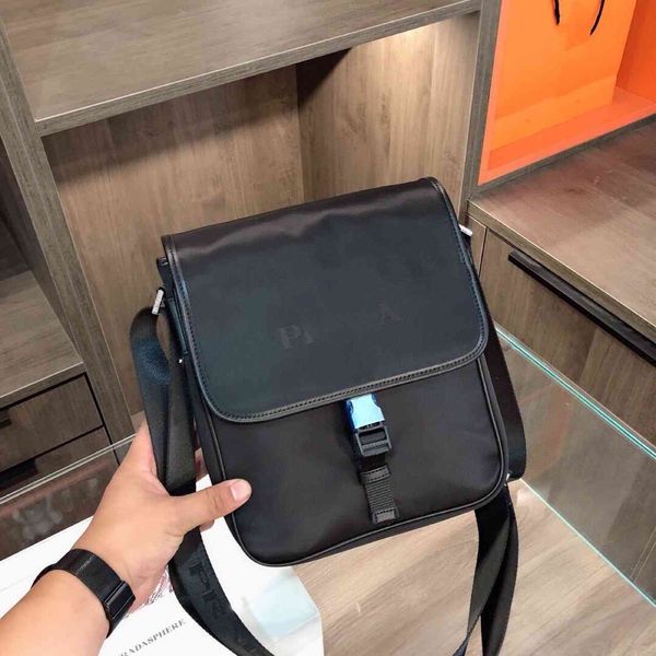 Costura Black Black Business Patch Bag Casual Solid Square Square Sling Single Tampa Média Canvas