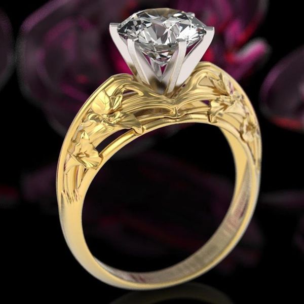 

wedding rings classic luxury big shining artificial semi precious stone ring for women, Slivery;golden
