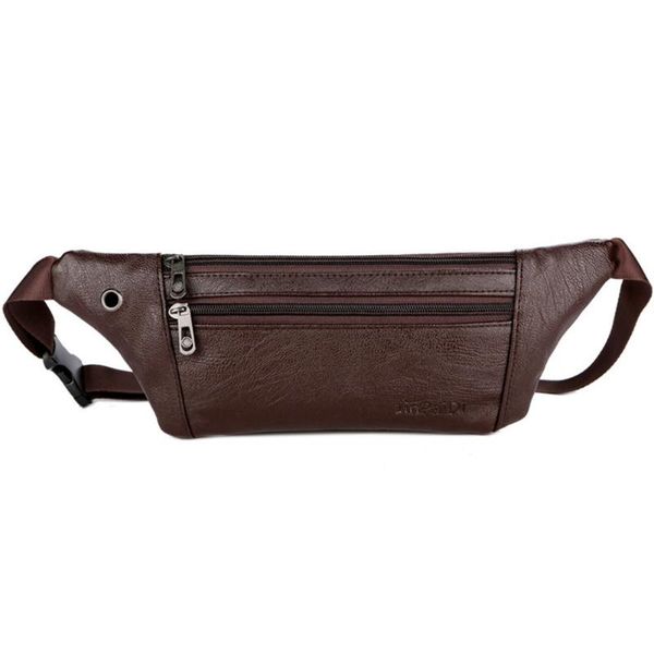 

outdoor bags men ultrathin leather waist packs pu multifunction man running solid color male for sport #920