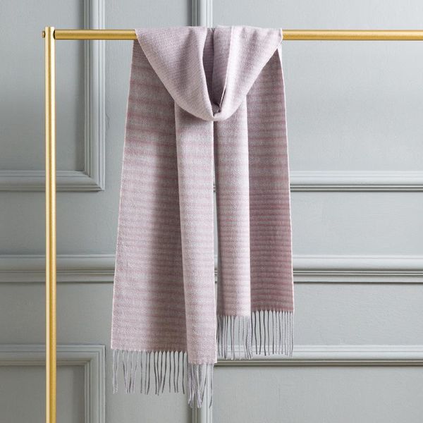 

scarves autumn and winter pure wool stripe warm scarf. girl student couple high end custom scarf for men., Blue;gray