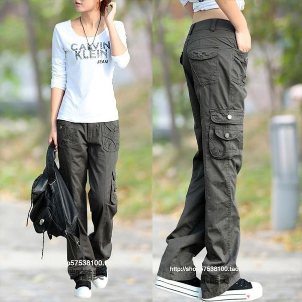 

fashion style full casual jogger women pants cargo trousers free, Black;white