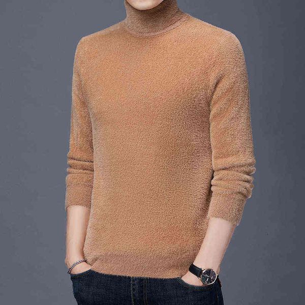 

men's sweaters autumn winter imitation mink men's solid color reversible high neck middle-aged and young people's plush sweat, White;black