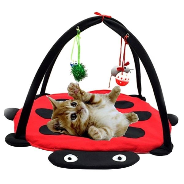 

cat beds & furniture foldable house usb constant temperature heating tent dog kennel sofa sleeping play mat blanket with hanging toys