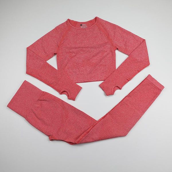

yoga outfit long sleeve set women sports wear vital seamless crop fitness leggings tracksuit female running workout clothes