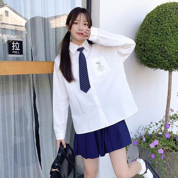 

women's blouses & shirts missme 2021 long sleeve shirt blouse with tie button up white lapel collar for women preppy style streetwear