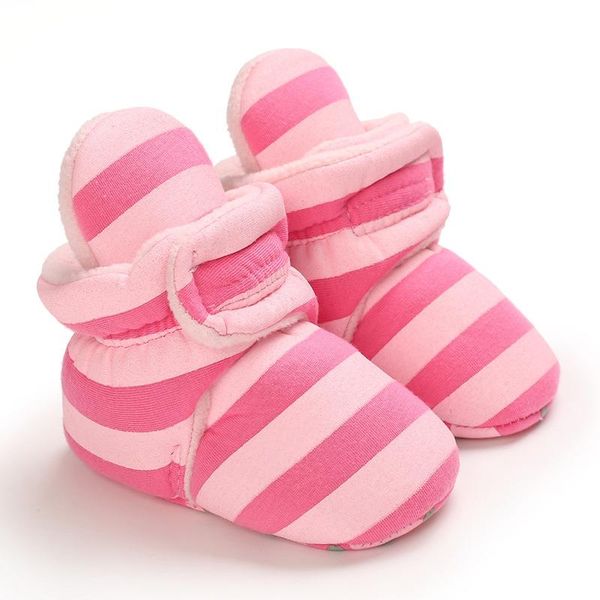 

first walkers winter baby infants warm shoes faux fur girls boys indoor boots with stripe printing shl121
