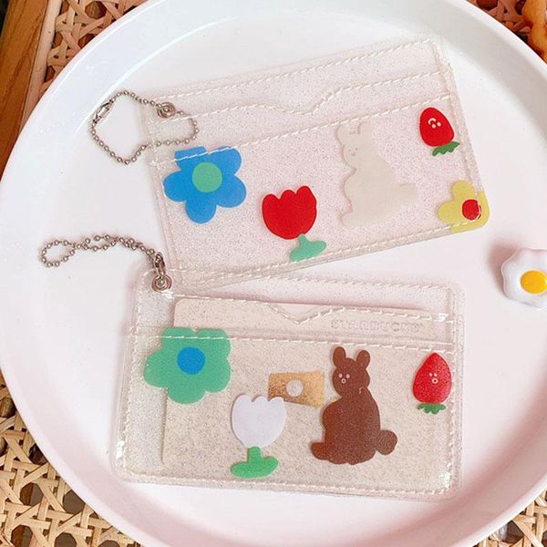 

card holders 2bits cute bear transparent waterproof pvc women case business holder girls bag id mini wallet, Brown;gray