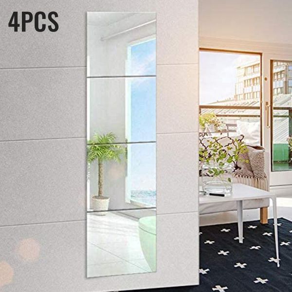 

window stickers 4pcs 3d mirror tile wall sticker 30*30cm acrylic decorative home bathroom bedroom decor diy mirrors for