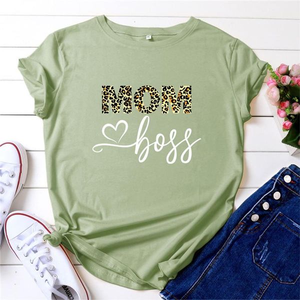 

women's t-shirt mama t shirt women summer plus size leopard mom printed aestheic graphic tshirt short sleeve casual mother's day t, White