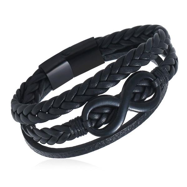 

charm bracelets classic leather woven 8-letter for men fashion punk style jewelry, Golden;silver