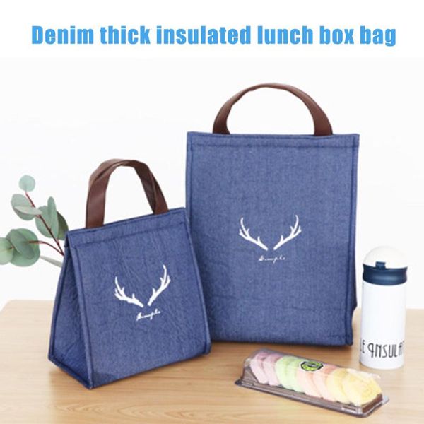 

denim thickened aluminum foil thermal preservation cooling box bag hand-held waterproof lunch pouch ju8 storage bags