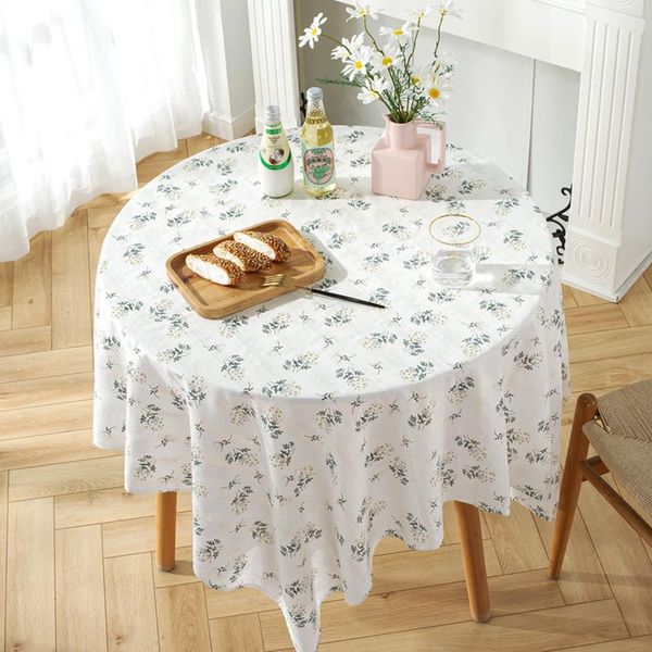 

table cloth korean pastoral white flower embroidery rectangular home decor coffee cotton round tablecloth