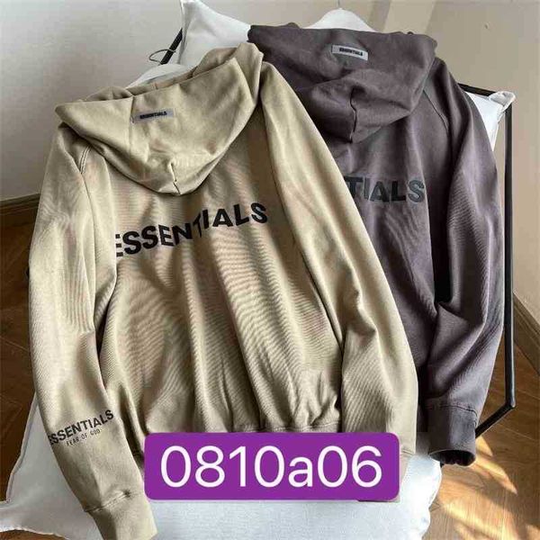 

hoodie0810a06 2021 autumn new ess fashion brand fog hooded men and women long sleeve loose casual sweater jacket women, Black