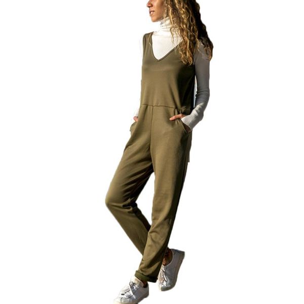 

women's jumpsuits & rompers fashionable sleeveless jumpsuit casual loose trousers autumn cotton pants plus size s - xl for elegant lady, Black;white