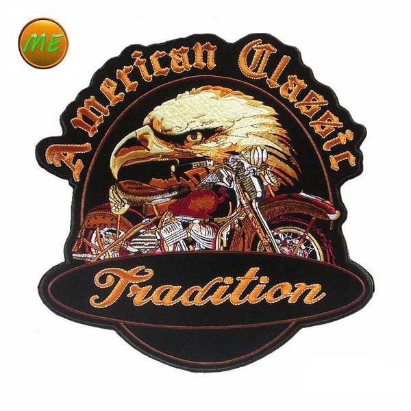 

pins, brooches large cloth patch badge motorcycle eagle punk biker big patches diy embroidery american classic for jean vest jackets, Gray
